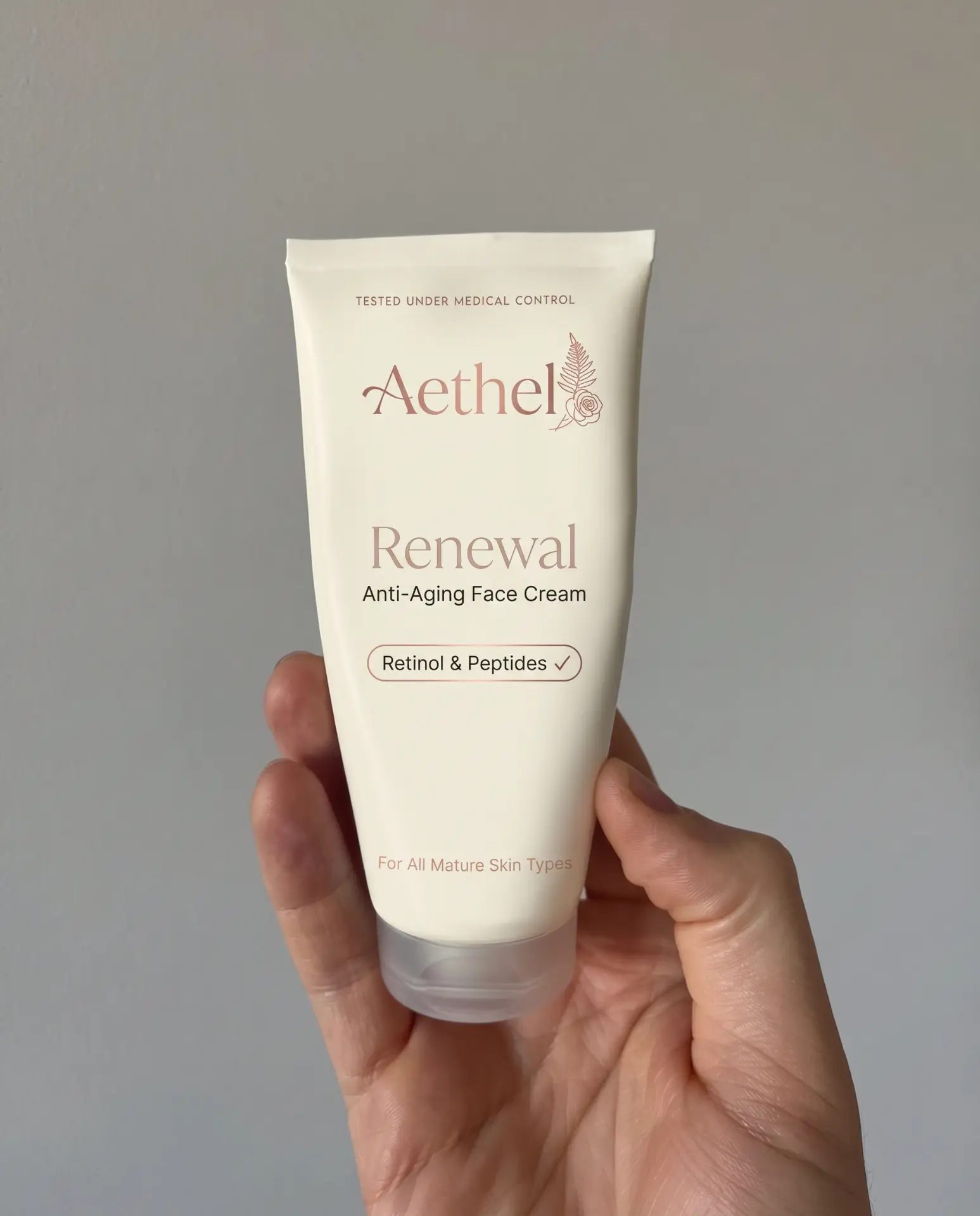 Original product photo of the Aethel Renewal cream tube uploaded by the brand